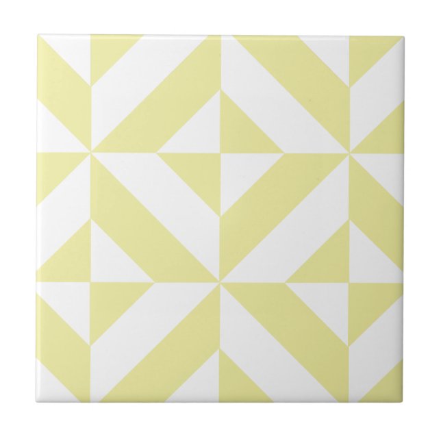 Carreau Motif de cube géométrique jaune pâle (Devant)