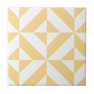 Carreau Motif de cube géométrique Pale Melon