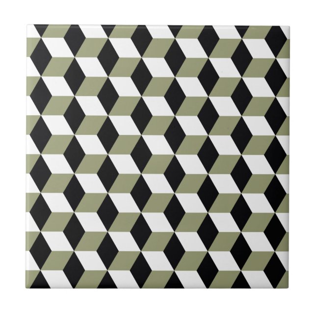 Carreau Motif de cubes 3D noir et blanc Sage (Devant)
