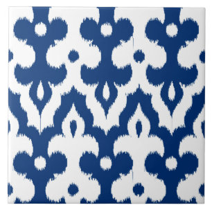 Carreau Motif de damassé d'Ikat de Marocain, bleu de