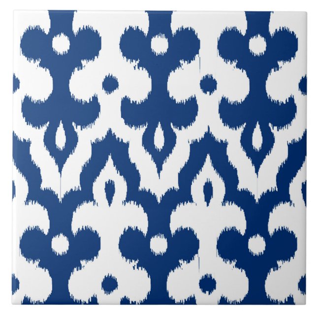 Carreau Motif de damassé d'Ikat de Marocain, bleu de (Devant)