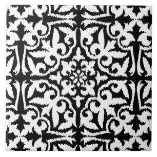 Carreau Motif de damassé d'Ikat - noir et blanc