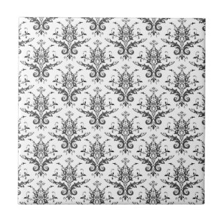 Carreau Motif de damassé noir et blanc, gris