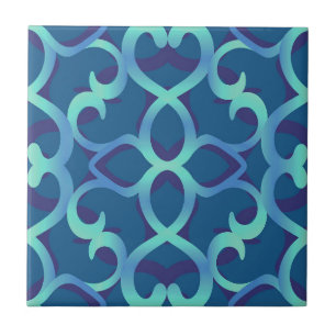 Carreau Motif de dentelle Turquoise bleu