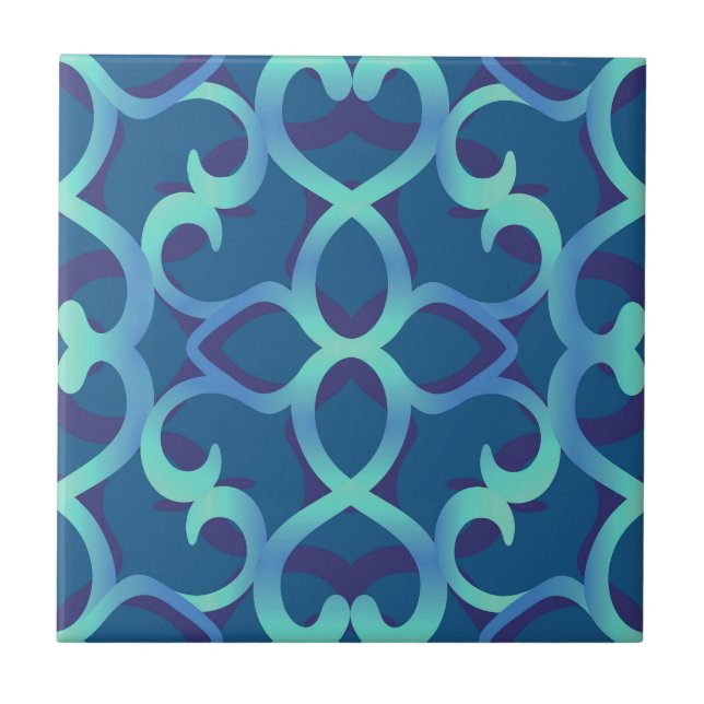 Carreau Motif de dentelle Turquoise bleu (Devant)