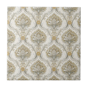 Carreau Motif de design floral damassé or luxueux sans cou