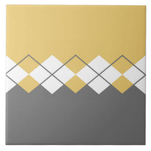 Carreau motif de diamant moderne moutarde jaune, gris, bla
