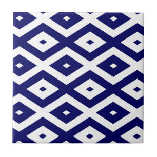 Carreau Motif de diamants bleu et blanc de la marine