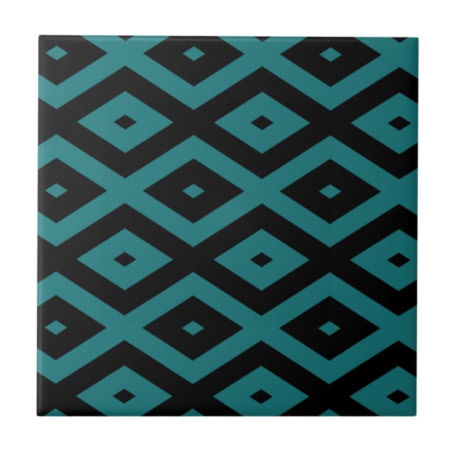 Carreau motif de diamants turquoise et noir (Devant)