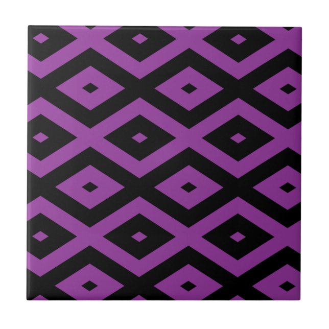 Carreau Motif de diamants violet et noir (Devant)