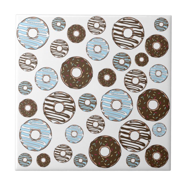 Carreau Motif De Donuts, Donuts Bleus, Donuts Brown (Devant)