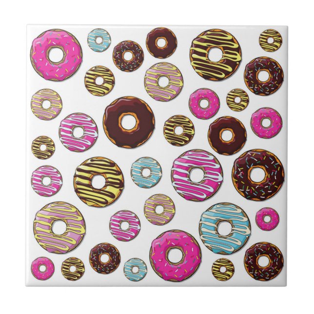 Carreau Motif De Donuts, Donuts Colorés, Saupoudrages (Devant)