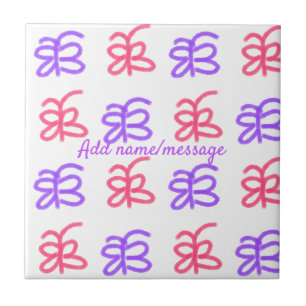 Carreau Motif de doodle de papillon rose violet ajouter le