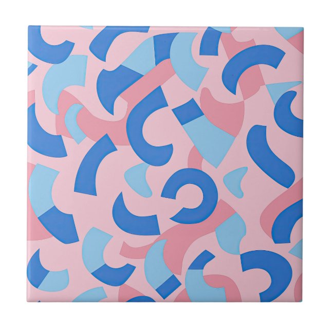 Carreau Motif de doodle rose et bleu (Devant)