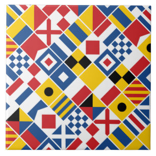Carreau Motif de drapeaux de signal nautique