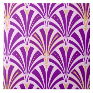 Carreau Motif de fan d'art déco - pourpre et orchidée
