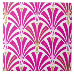 Carreau Motif de fan d'art déco - rose de fuchsia