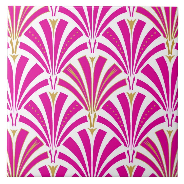 Carreau Motif de fan d'art déco - rose de fuchsia (Devant)