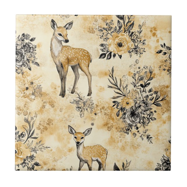 Carreau Motif de faon de la forêt rustique (Devant)