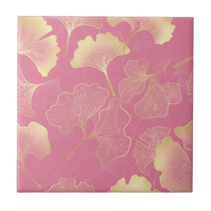 Carreau Motif de fard à joues en feuille de ginkgo or Art