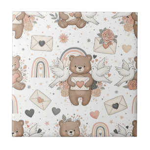 Carreau Motif de fête de bébé ours en peluche neutre