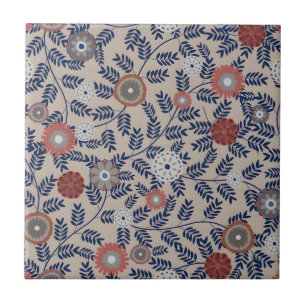 Carreau Motif de feuillage émeraude et magenta époustoufla