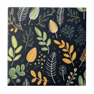 Carreau Motif de feuillage vert et jaune élégant