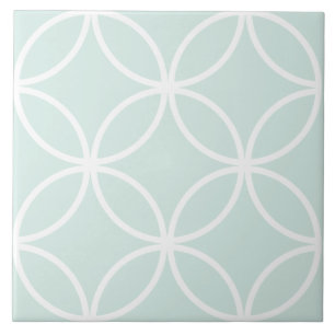 Carreau Motif de feuille de cercle doux vert et blanc