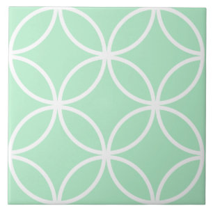 Carreau Motif de feuille de cercle vert et blanc