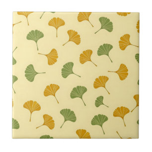 Carreau Motif de feuille de Ginkgo Biloba doré Terreux