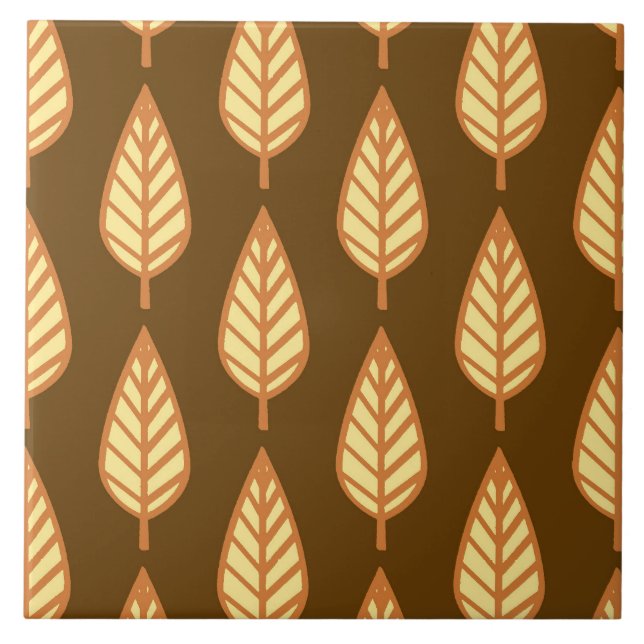 Carreau Motif de feuille de hêtre - Orange et marron (Devant)
