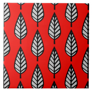 Carreau Motif de feuille de hêtre - Rouge, noir et gris