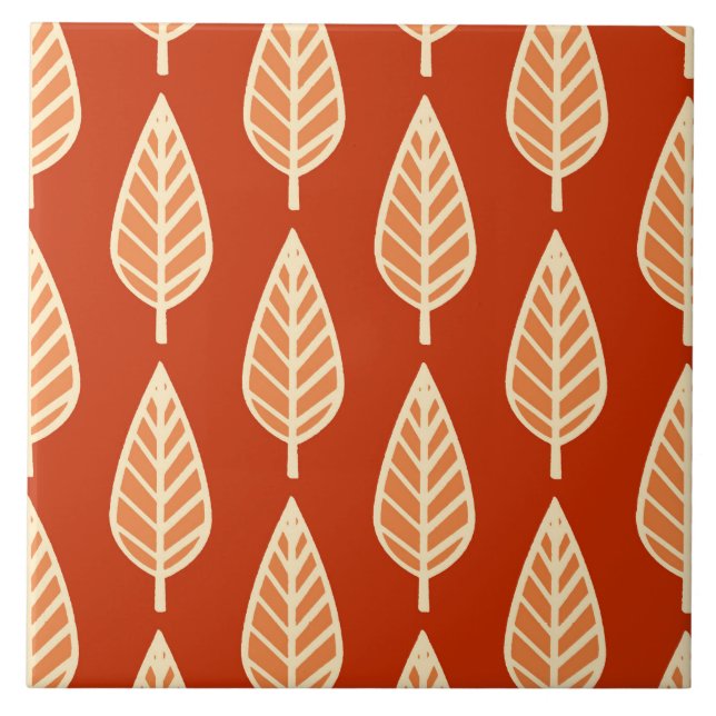 Carreau Motif de feuille de hêtre - Tons de mandarine oran (Devant)