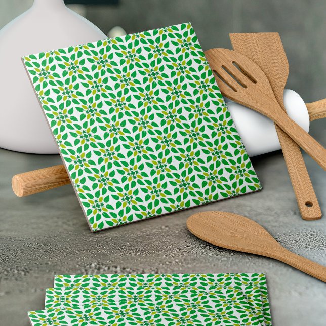 Carreau Motif de feuille, motif de feuilles, feuilles vert (Créateur téléchargé)