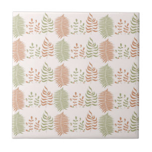 Carreau Motif de feuille rétro vintage vert rouge 