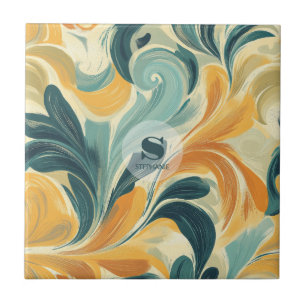 Carreau Motif de feuille vintage inspiré de Paisley