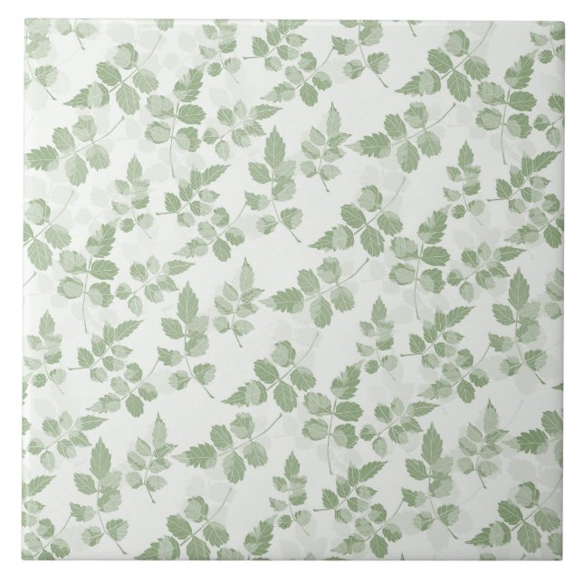 Carreau Motif de feuilles botaniques vert sarcelle moderne (Devant)