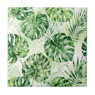 Carreau Motif de feuilles de Monstera et de palmiers tropi