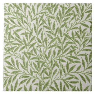 Carreau Motif de feuilles de saule vert vintage