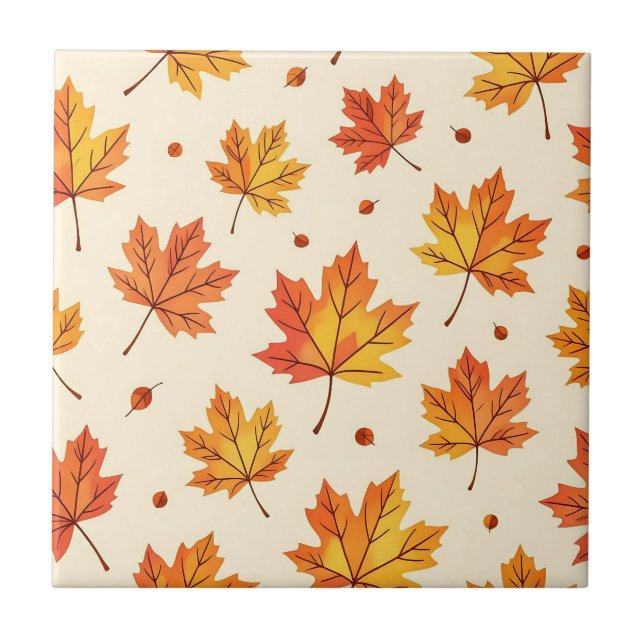Carreau Motif de feuilles d'érable tombant en automne (Devant)