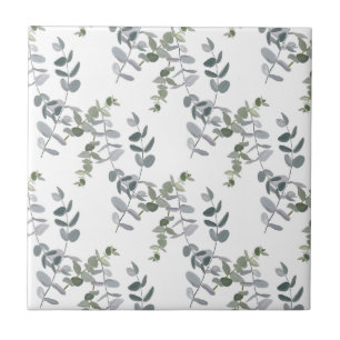 Carreau Motif de feuilles d'eucalyptus vert sauge élégant