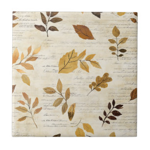 Carreau Motif de feuilles pressées dans des tons terreux c
