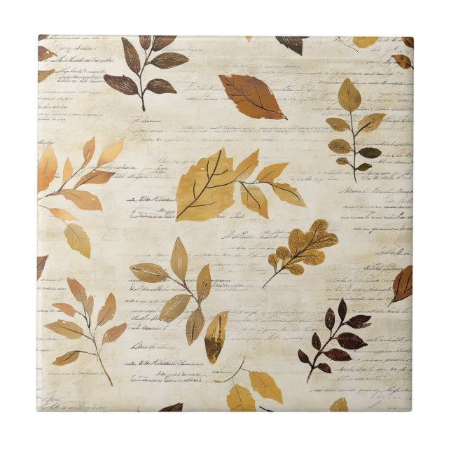 Carreau Motif de feuilles pressées dans des tons terreux c (Devant)