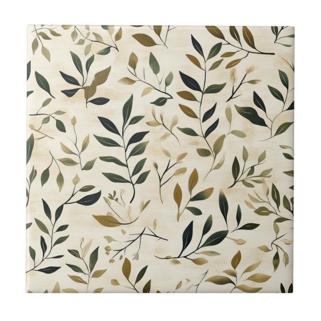 Carreau Motif de feuilles pressées rustique – Botanique d' (Devant)