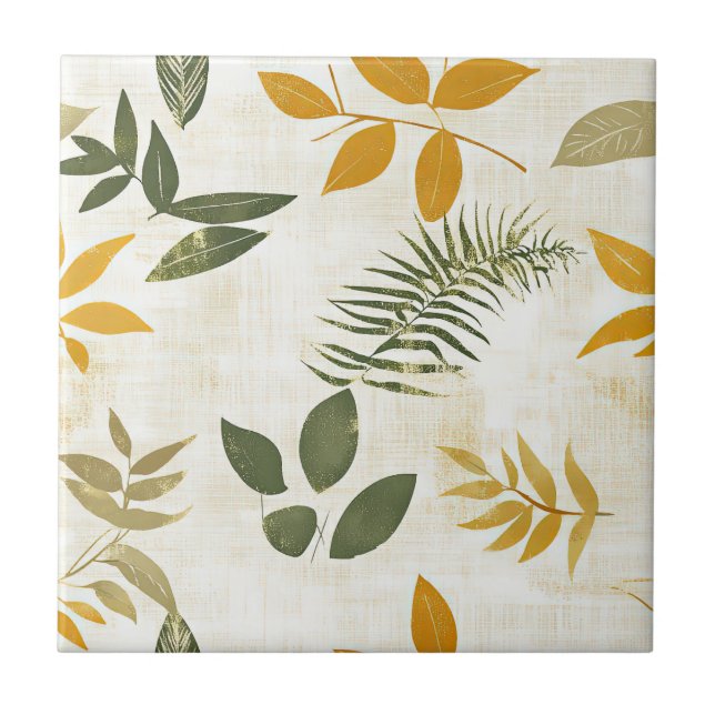 Carreau Motif de feuilles pressées rustique – Botanique d' (Devant)