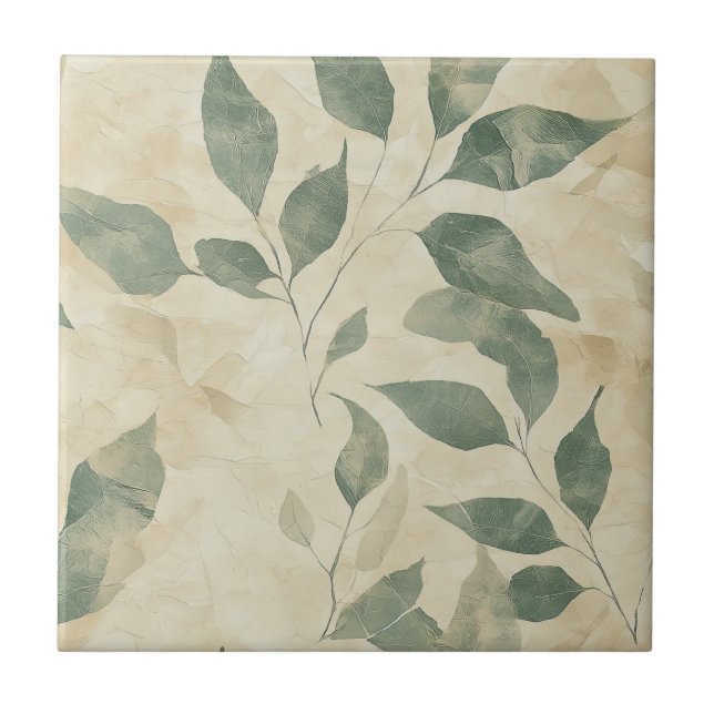 Carreau Motif de feuilles pressées rustique – Botanique d' (Devant)