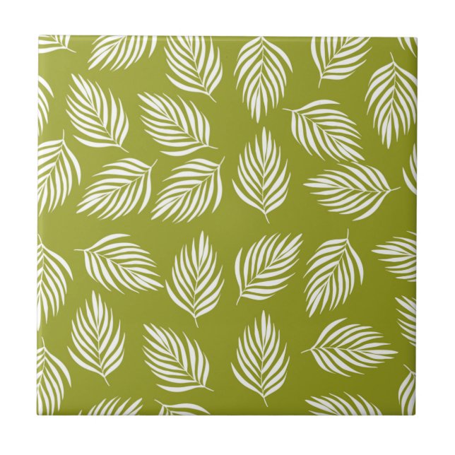 Carreau Motif de feuilles vert citron décoratives (Devant)
