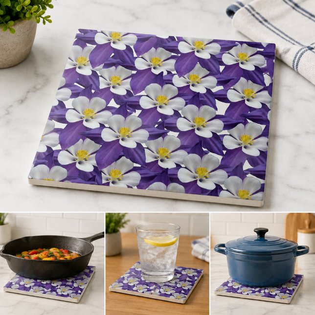 Carreau Motif de fleur d'aquilegia (Columbine Flower Pattern Ceramic Tile)