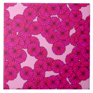 Carreau Motif de fleur d'art déco - magenta sur le rose