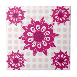 Carreau Motif de fleur de kaléidoscope abstrait coloré Thr
